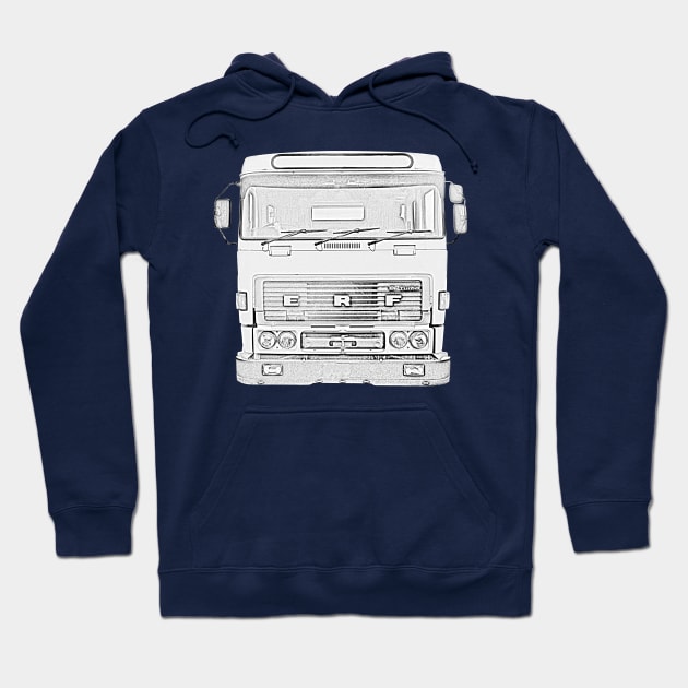 Classic 1980s ERF C Series lorry monochrome Hoodie by soitwouldseem